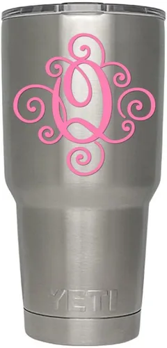 Miniatura 22 de Monogram - Calcomanía troquelada/vinilo adhesivo. Haga clic para opciones de color/letra. Disponible en cuatro colores y todas las letras de la A