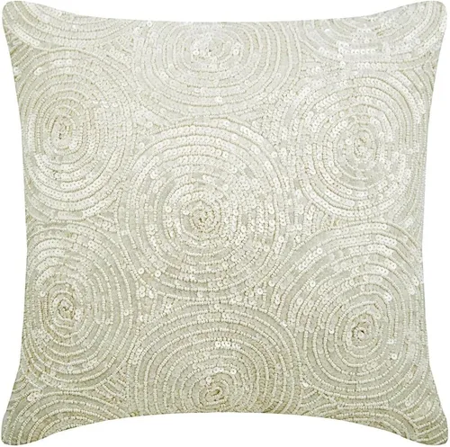 Miniatura 17 de The HomeCentric Funda de almohada, funda de almohada dorada para sofá, funda de almohada con lentejuelas en espiral, 20 x 20 pulgadas