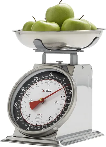 Miniatura 6 de Taylor Báscula mecánica de cocina con cuenco, pesa hasta 11 libras, mide en gramos y onzas, báscula de cocina analógica para hornear, color negro