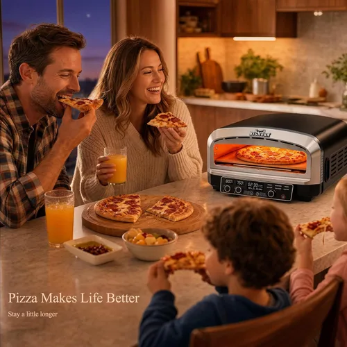 Miniatura 6 de Horno de Pizza para Interior BIG HORN OUTDOORS, Horno de Pizza Eléctrico de 14 Pulgadas de Encimera con 6 Modos Preestablecidos, Máquina Perfecta