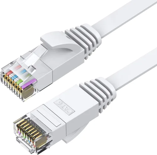 Miniatura 2 de BUSOHE Cable Ethernet Cat6 de 20 pies, color blanco, Cat-6 plano RJ45 para computadora, Internet LAN, red Ethernet, cable de conexión Ethernet - 20