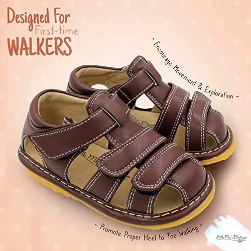 Miniatura 2 de Zapatos con para bebé de Little Maes Boutique color marrón negro o azul marino sandalias cerradas zapatos ideales para caminar para bebés chirriador