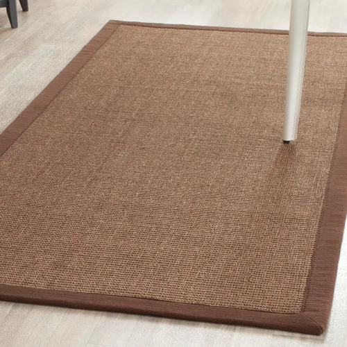 Miniatura 32 de Alfombra de sisal Safavieh, de color maíz y negro, tejida a mano, de la colección de fibras naturales; 5 x 8 pulgadas, NF441A, Tela, Gris / Gris