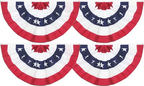 Miniatura 9 de Paquete de 6 banderas plisadas de Estados Unidos, bandera estadounidense de 1.5 x 3 pies, bandera patriótica de Estados Unidos con cabecera de lona