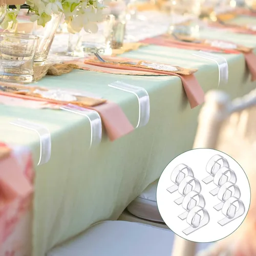 Miniatura 5 de Eccliy 150 clips transparentes transparentes para manteles, clips de plástico resistentes al viento, soportes para mantel de Navidad, bodas