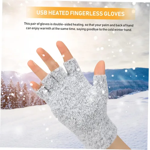 Miniatura 7 de LIOOBO Guantes calefactados por USB: guantes de escritura suaves para tejer, guantes de calentamiento de invierno, calentadores de mano