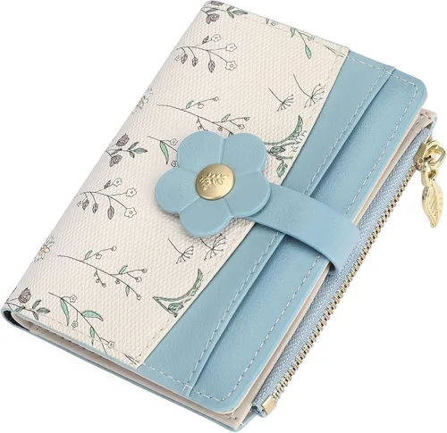 Miniatura 15 de GAEKEAO Billeteras pequeñas para mujer, con bloqueo RFID, plegable, de piel vegana, con bolsillo con cremallera, ventana de identificación