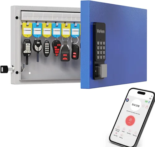 Miniatura 8 de WeHere Caja de bloqueo inteligente de 72 teclas para montaje en pared, gabinete de llaves comercial con aplicación, teclado, Bluetooth y desbloqueo