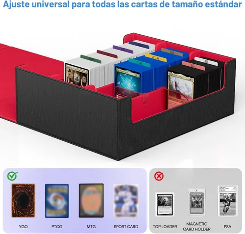 Miniatura 2 de UAONO Caja de almacenamiento para tarjetas coleccionables, capacidad para 1800 tarjetas con 10 divisores y 3 tapones, cierre magnético, funda