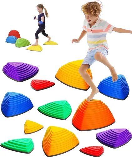 Giggle & Play - Escalones de equilibrio para niños, juego de 12, escalones de equilibrio Montessori para interiores y exteriores, promueve la
