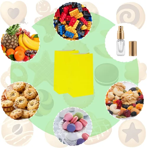 Miniatura 5 de 80 bolsas de regalo de fiesta, pequeñas bolsas de almuerzo de papel amarillo para bodas y fiestas de cumpleaños de niños, 5.1 x 3.1 x 9.4 pulgadas