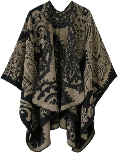 Miniatura 181 de Urban CoCo Poncho de colores para mujer, chal con frente abierto, color en bloques