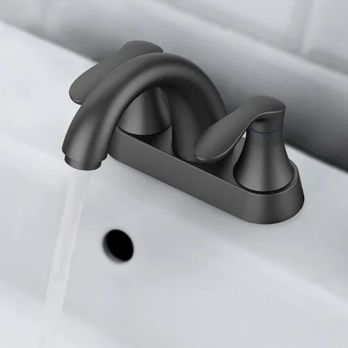 Miniatura 5 de Grifo de baño, grifos de baño de 4 pulgadas para fregadero de 3 agujeros, grifo de lavabo de baño central con drenaje desplegable y manguera sin