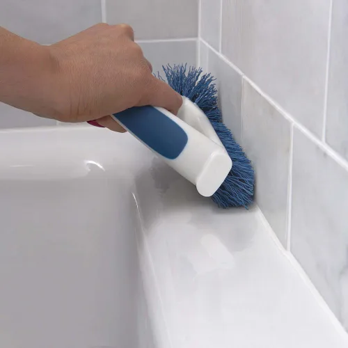 Miniatura 4 de Unger - Cepillo de limpieza de juntas y esquinas 2 en 1, suministros de limpieza para grietas en baños para duchas, guías de puertas, azulejos
