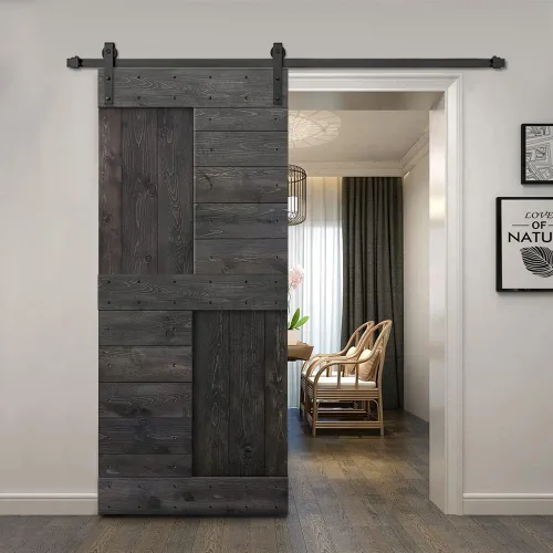 Miniatura 34 de TMS Serie N - Puerta corrediza interior de madera de pino anudada con kit de herrajes deslizantes (32 x 84 pulgadas, blanco)