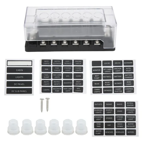 Miniatura 6 de Raguso Caja de 6 vías Coche Bloque Línea Disyuntor Estaño Plateado Cobre Independiente Circuito Buena Conductividad para Faros de Coche Navegación