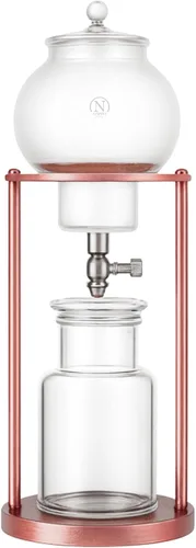 Miniatura 3 de Nispira Moderna Cafetera de Café Helado de Infusión Fría con Goteo Lento de Acero Inoxidable de Color Cobre 400mL de Vidrio de Borosilicato