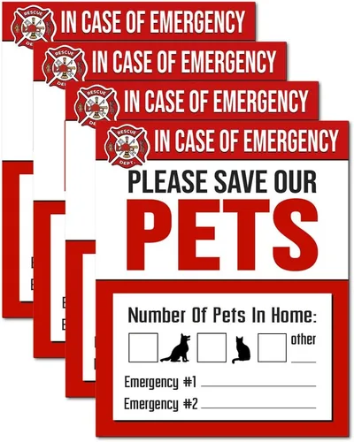 IT'S A SKIN Adhesivo de rescate de mascotas, seguridad contra incendios, calcomanía de emergencia para ventana de mascotas, perro y gato de 4 x 5
