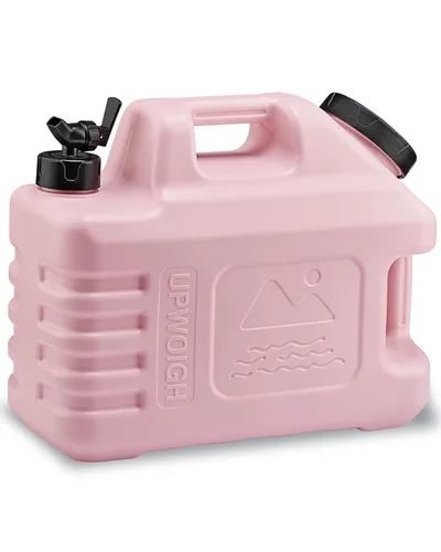 UPWOIGH Jarra de agua grande de 5 galones, recipiente de agua portátil a prueba de fugas rosa coral con espiga, talla frontal inspirada en la