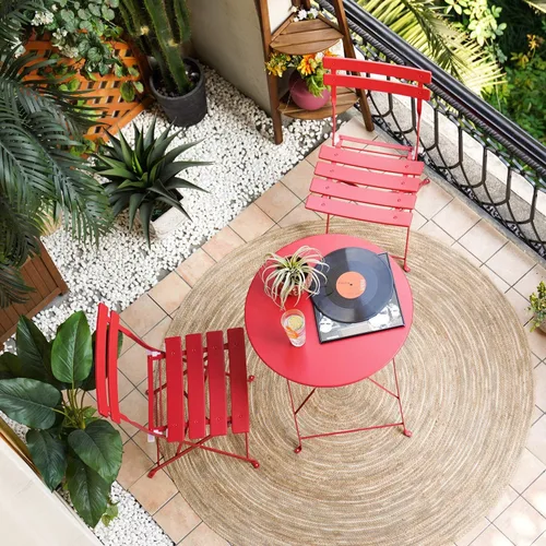 Miniatura 12 de Grand patio Juego de bistró plegable de 3 piezas, 2 sillas y 1 mesa, resistente a la intemperie para exteriores e interiores, juego de conversación