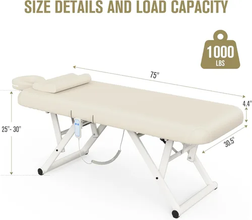 Miniatura 2 de Mesa de masaje ajustable con almohada facial y reposacabezas para mesa de tratamiento, mesa de terapia física, cama facial de spa, altura y respaldo