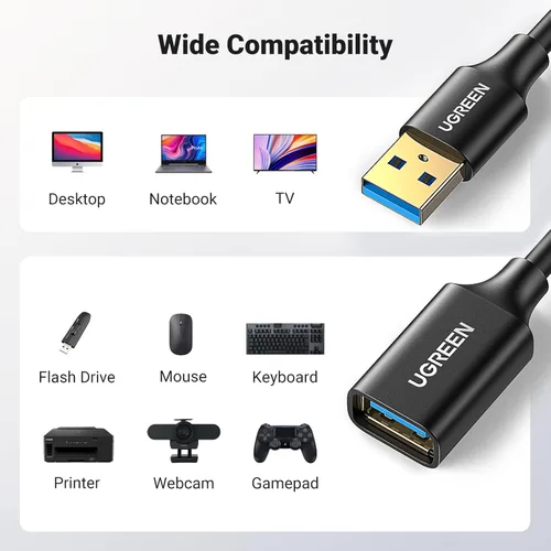 Miniatura 7 de UGREEN Cable de Extensión USB Cable USB 3.0 Extensor Tipo A Macho a Hembra Cable de Transferencia de Datos para PlayStation, Xbox, Oculus VR, Unidad