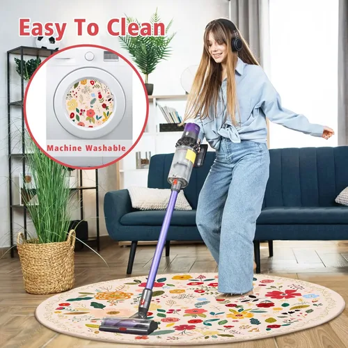 Miniatura 5 de Tapete para silla de oficina para suelo de madera dura, 47 x 47 pulgadas, alfombras redondas para sillas rodantes para oficina, computadora, Flor