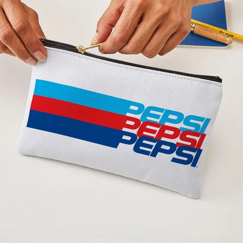 Miniatura 5 de CafePress Pepsi - Bolsa de maquillaje con cremallera a rayas, 8.5 x 6 pulgadas, Blanco