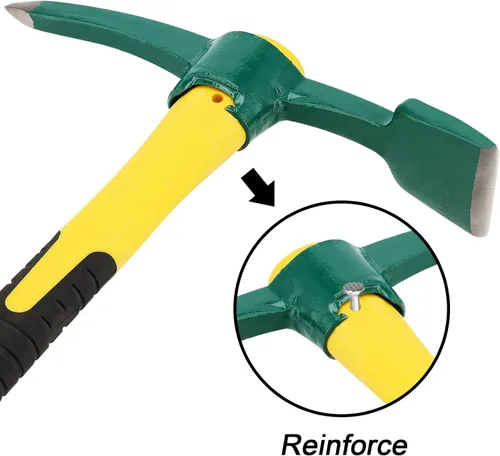 Miniatura 3 de MOUYAT Azada Mattock de púa grande de 24 pulgadas, hacha de acero forjado con mango de fibra de vidrio para aflojar el suelo, prospectar, cultivar