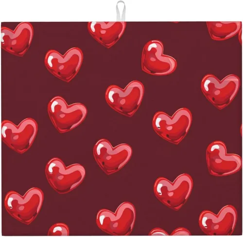 Miniatura 13 de Tapete de secado de platos de hojas de otoño para encimeras de 18 x 16 pulgadas, almohadilla protectora para escurridor de platos con lazo