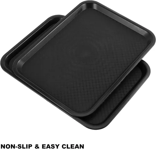 Miniatura 4 de SHEUTSAN 8 paquetes de bandejas de plástico de 16 x 12 pulgadas para comida rápida, bandejas rectangulares antideslizantes para servicio