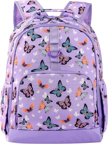 Choco Mocha Mochila de jardín de infantes de 15 pulgadas para niños, púrpura, ((Butterfly-Purple), Escuela
