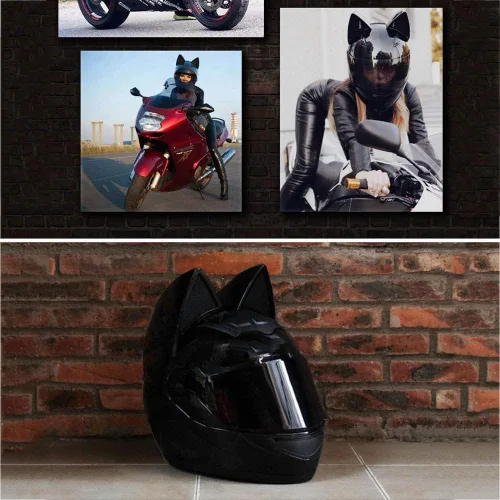 Miniatura 4 de ZJ-15 - Casco de motocicleta con orejas de gato rosa, certificado por DOT, adecuado para todas las estaciones