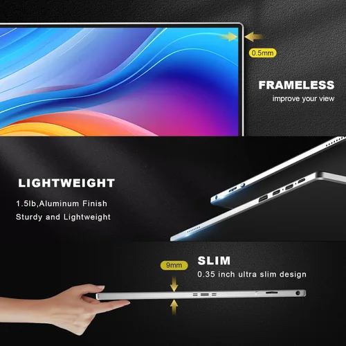 Miniatura 6 de Monitor portátil con pantalla táctil de 15.6" 4K UHD 3840X2160 100000:1 OLED de 10 puntos con pantalla táctil de 10 puntos, con funda protectora
