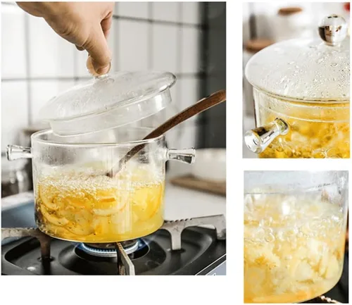 Miniatura 6 de Olla de cocina de vidrio transparente Cacerola de vidrio para ensalada de sopa de fideos
