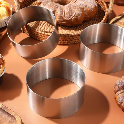 Miniatura 9 de Yardwe Juego de moldes para pasteles de 4 pulgadas, acero inoxidable, 1.96 pulgadas de altura, herramientas para hornear para galletas, mousse