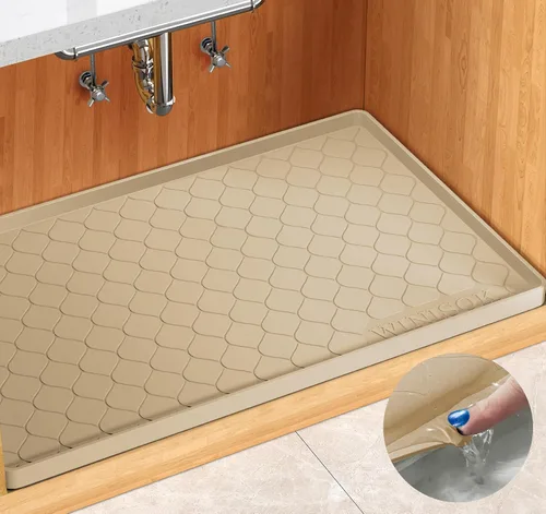 Winisok Alfombrilla de silicona para debajo del fregadero de 19 x 19 pulgadas, artículos esenciales de cocina y artilugios, forro de estante y