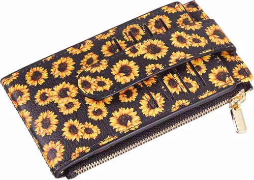 Miniatura 5 de Chelmon Cartera para mujer delgada con bloqueo RFID, billetera plegable con varios compartimientos para tarjetas con bolsillo con cremallera