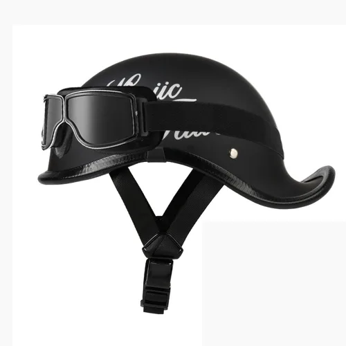 Miniatura 11 de Medio casco de motocicleta vintage, aprobado por el DOT, para adultos, casco convertible vintage para scooters, ciclomotores, cascos de motocicleta