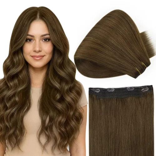 Miniatura 63 de Fshine - Extensiones de cabello humano con clip, de 16 pulgadas, con clip, color marrón chocolate, mezcla de rubio caramelo, extensiones de cabello