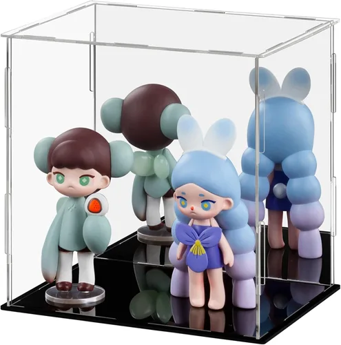 Vitrina acrílica, versátil escaparate coleccionable para figuras de acción y juguetes, 1 paquete (negro, 7.8 x 5.9 x 7.8 pulgadas)