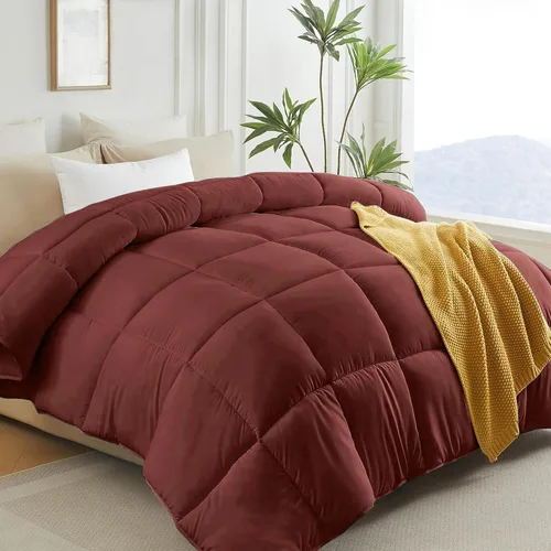 Miniatura 15 de L LOVSOUL Edredón alternativo de plumón tamaño King, relleno de edredón para todas las estaciones con pestañas en las esquinas, edredón beige King