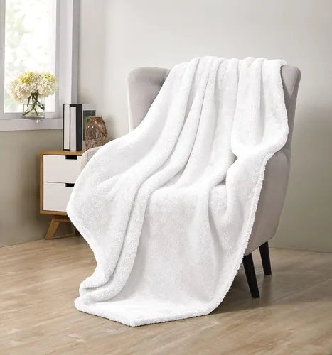 Miniatura 5 de Manta suave de piel sintética, cálida y gruesa, mullida, de felpa peluda de lujo, manta decorativa y acogedora para sofá, cama, silla (beige)