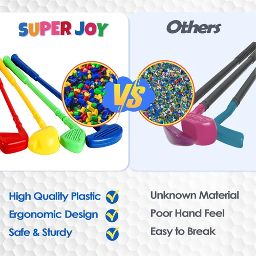 Miniatura 4 de SUPER JOY Juego de golf para niños pequeños, carrito de golf para niños con 4 palos y 8 pelotas, palos de golf para interiores y exteriores, palos