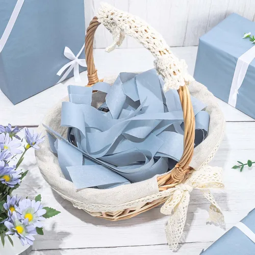 Miniatura 4 de Whaline 100 hojas de papel de seda azul polvoriento, color azul pastel, papel decorativo de arte decorativo para manualidades, embalaje, boda, Azul