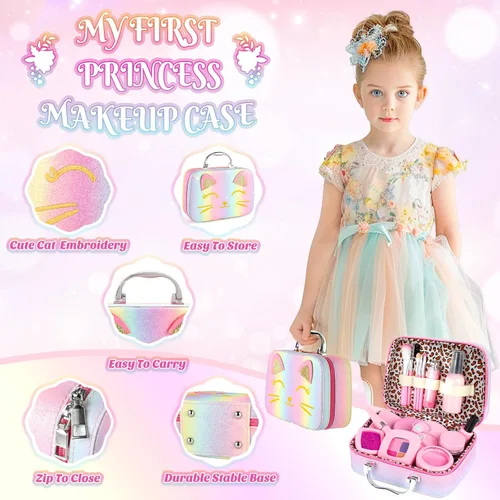 Miniatura 10 de Maquillaje de simulación para niños pequeños, juego de maquillaje de juguete para niños de 3 a 5 años, kit de maquillaje de juguete para niños
