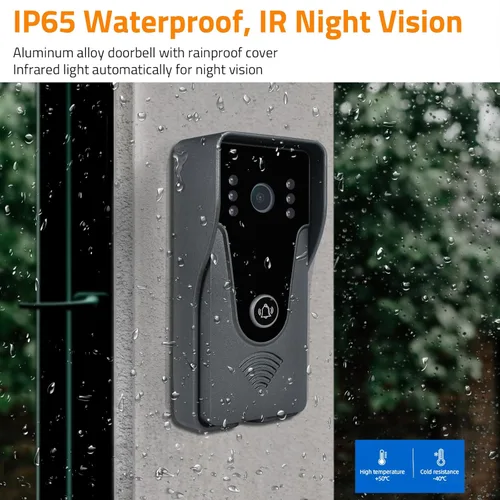 Miniatura 5 de Sistema de intercomunicador de puerta de vídeo IP inalámbrico, monitor WiFi de 7 pulgadas con cámara de puerta HD metálica (alimentación por cable)