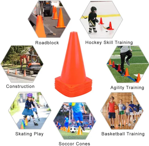 Miniatura 5 de Juego de conos de tráfico de 9 pulgadas de plástico para entrenamiento, conos deportivos, conos de marcador de campo de agilidad para entrenamientos