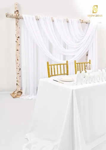 Miniatura 5 de Cortinas de arco de boda, 8 paneles de 28" x 20 pies, cortinas de tela de gasa blanca para ceremonia y recepción Blanco