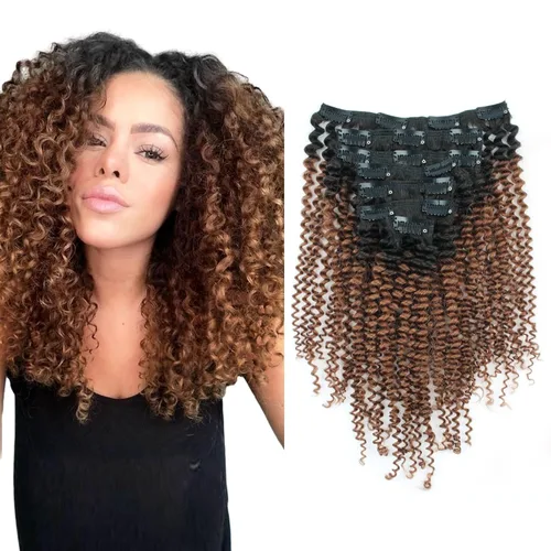 Miniatura 24 de Sassina Extensiones de Cabello Humano Rizado Afro Grueso Real con Clip 3B 4A Color Natural Invisible Sin Costuras Remi Clip Para Mujeres